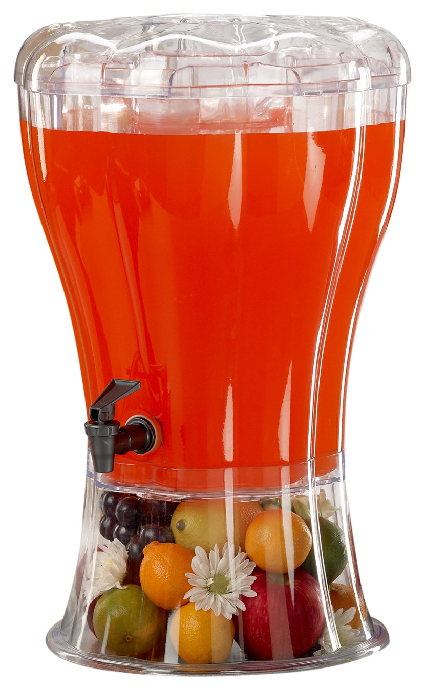 Buddeez Clear Drink 3.5 Gallon Plastic Beverage, Comes with Stand, Spigot, Ice Cone, Large Punch Dispenser for Parties