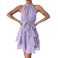 Long Sexy Summer Dresses for Women 2024,Women Sleeveless V Neck Tie Dress Elegant Dress Festive Party Dress WOM