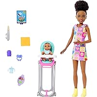 Skipper Doll & Playset with Accessories, Babysitting Set Themed to Mealtime, Color-Change Toy Play