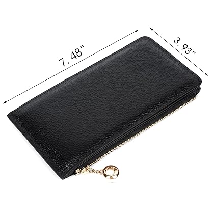 YALUXE Women's RFID Blocking Genuine Leather Multi Card Organizer Wallet with Zipper Pocket