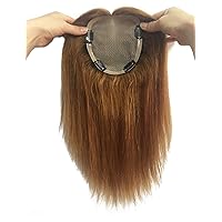14 x 16cm Large Silk Base Human Hair Forehead Topper for Women with Female Baldness Clips in, 30cm Off Black