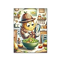 THAELY Vegetable Art Poster Potato Detective Poster, Wall Decor Modern Trend Canvas Painting Wall Art Poster for Bedroom Living Room Decor 8x10inch(20x26cm) Unframe-style-1