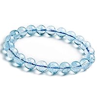 9mm Genuine Jewelry Bracelet Natural Gemstone Topaz Crystal Stretch Round Beads