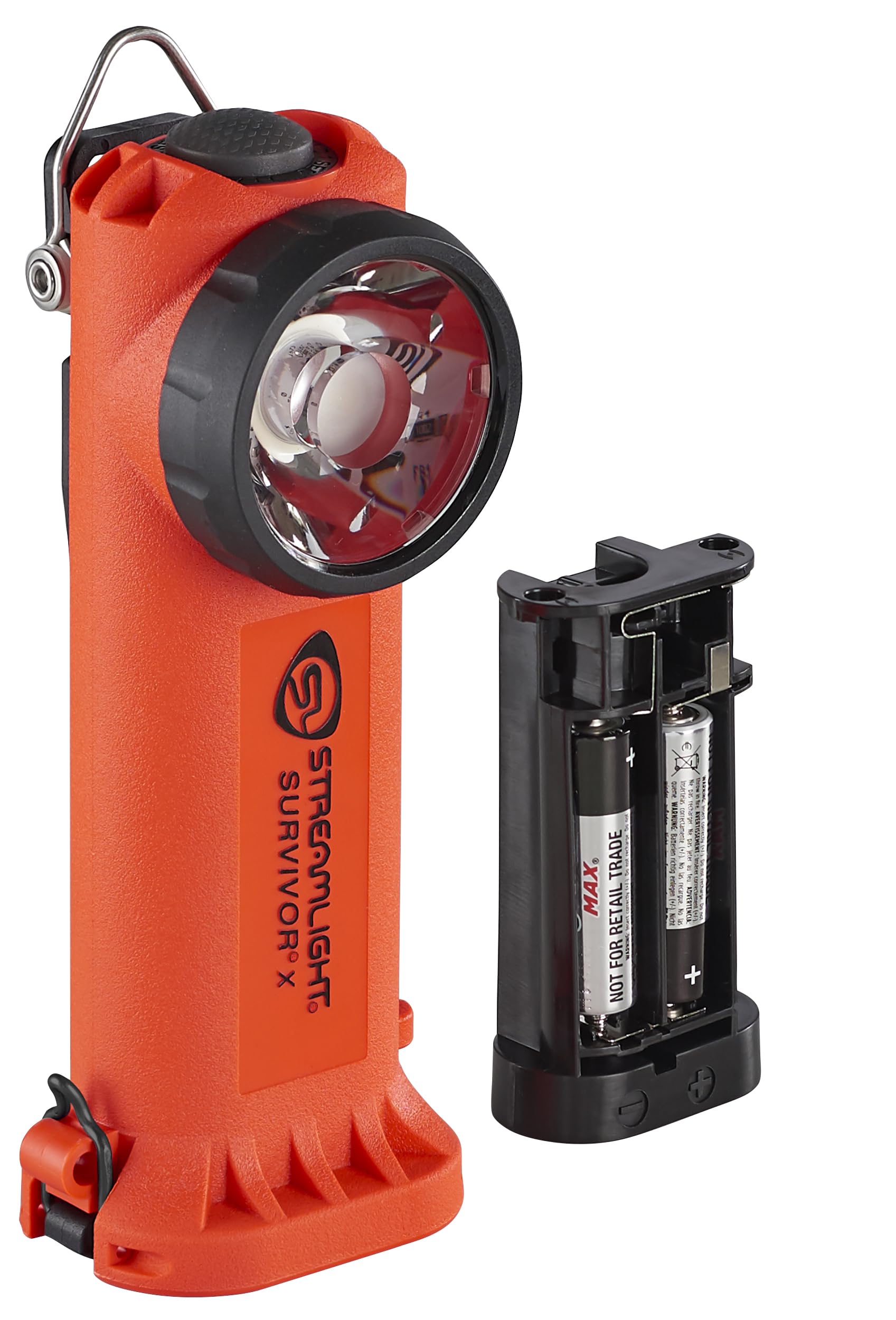 Streamlight 90950 Survivor X 250-Lumens C1D1 Safety-Rated Right-Angle Flashlight, Includes Alkaline Batteries and Holder, Orange