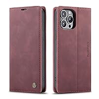 iPhone 14 Wallet Case iPhone 15 Leather Case,Retro Style Phone Case Flip Type with Credit Card Slot Magnetic Closure Protective Cover for Apple iPhone 15 6.7inch(red)