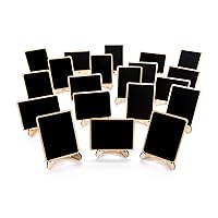 DSTELIN 20 Pack Wood Mini Chalkboards Signs with Support Easels, Place Cards, Small Rectangle Chalkboards Blackboard for Weddings, Birthday Parties, Message Board Signs and Event Decorations