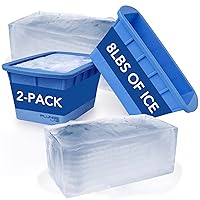 Extra Large Ice Block Mold, 2-Pack, 8lb Ice Block, Ice Maker for Cold Plunge or Coolers, Reusable Steel Reinforced Silicone Molds, Big Ice Cube Molds, Ice Bath Chiller, Ice Tray