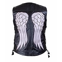Walking Dead Daryl Dixon Embroidered Wings Cosplay Genuine Leather Motorcycle Vest