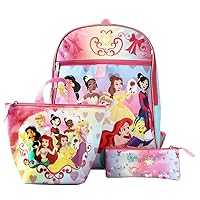 Bioworld Disney Princesses Backpack With Lunch box set for kids 6 Piece