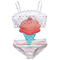 Girls Sleeveless Printed One Piece Swimsuit Set Kids Cute Swimsuit Beach Bikini 18 M - 8 Years