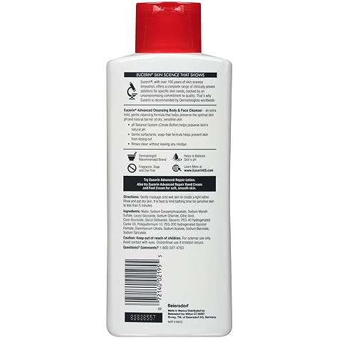 Advanced Cleansing Body & Face Cleanser - Fragrance & Soap Free for Dry, Sensitive Skin - 16.9 fl. oz Bottle