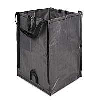 Heavy Duty Home and Yard Waste Bag 48-Gallon Woven Polypropylene, Reusable Lawn and Leaf Garden Bag with Reinforced Carry Handles, Pop-Up Self-Standing Garbage Can, Gray