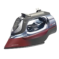 CHI Steam Iron for Clothes with 8’ Retractable Cord, 1700 Watts, 3-Way Auto Shutoff, 400+ Holes, Professional Grade, Temperature Control Dial, Lava Infused Ceramic Soleplate, Black (13113)