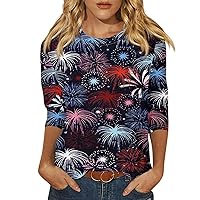 Tops for Women 2024 3/4 Length Sleeve Womens Tops Summer Fashion Floral Pullover Dressy Casual Blouses