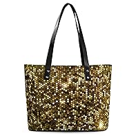 Womens Handbag Gold Glitter Leather Tote Bag Top Handle Satchel Bags For Lady