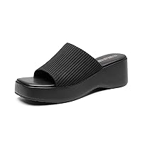 DREAM PAIRS Womens Slip on Wedges Platform Soft Cute Walking Comfort Flatform Sandals