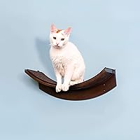 THE REFINED FELINE 22 Inch Lotus Leaf Cat Shelf in Mahogany Brown with Replaceable Carpet, Playing, Climbing, & Lounging Cat Shelves and Perches for Wall, Cat Hammock Bed Furniture for Large Cats