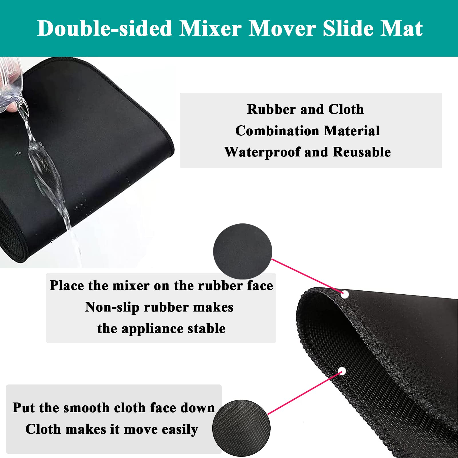 Mixer Slider Mat with 2 Cord Organizers for Stand Mixer, Kitchen Aid Mixers Accessories and Attachments, Mixer Mover Sliding Mat Pad for Countertop Appliances