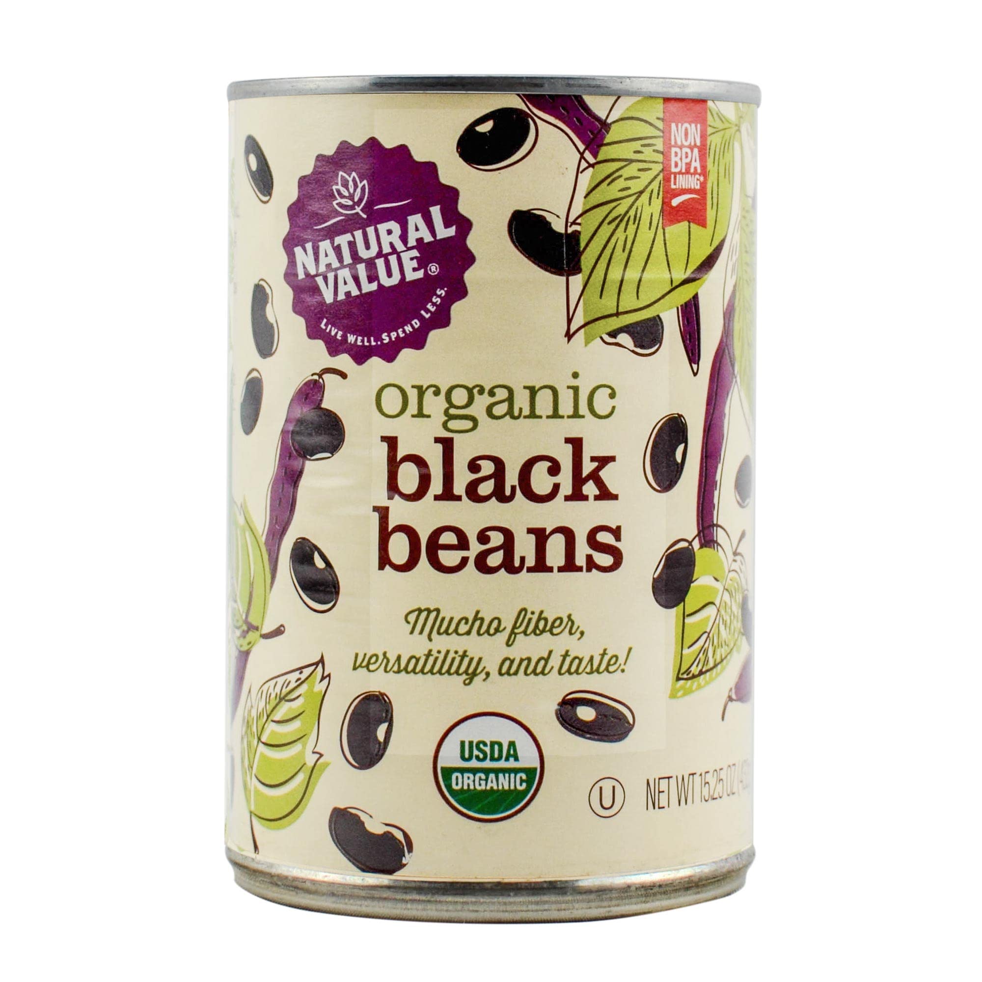 Natural Value Organic Black Beans, 15 Ounce (Pack of 12)