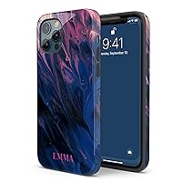 Custom Name Purple & Blue Abstract Marble Personalized Phone Case, Designed ‎for iPhone 15 Plus, iPhone 14 Pro Max, iPhone 13 Mini, iPhone 12, 11, X/XS Max, ‎XR, 7/8‎