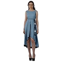 Asymmetrical Top Women Midi Wrap Dress Sleeveless Casual Dress