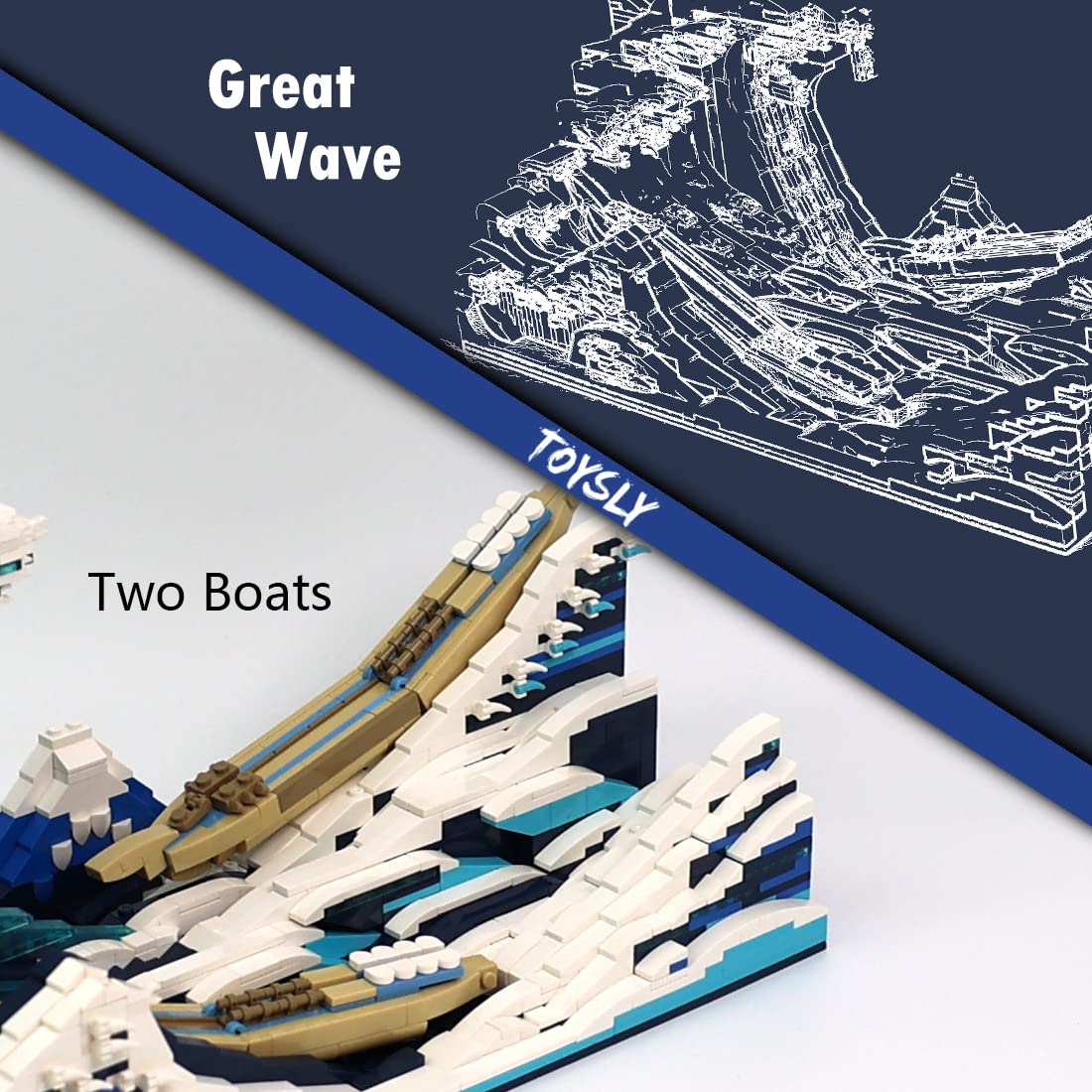 TOYSLY Great Wave Building Block Set for Adults Men Women, Japanese Art Display Model for Home or Office, Educational DIY Assembly Construction Toy, Gift for 8-12 Years Old Boys, New 2023(1830 Pcs)