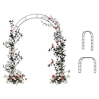 7.8 Ft Metal Garden Arbor Wedding Arch, 2 Sizes Free Combination for Various Climbing Plants, Rose Vines, Bridal Party Decoration (White)