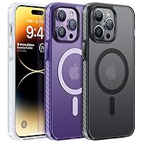 TORRAS Ultra Shockproof Magnetic for iPhone 14 Pro Max Case, [12FT Military Grade Protection] [Compatible with MagSafe] Slim Sleek Touch Translucent Phone Cover, Matte Black