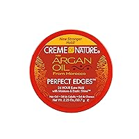 Creme of Nature with Argan Oil From Morocco Perfect Edges Hair Gel, 24 Hour Hold with Moisture and Exotic Shine, Extra Hold, 2.25 Oz (Pack of 1)