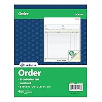 Order Book, 2-Part, Carbonless, White/Canary, 8-3/8 x 10-11/16 Inches, 50 Sets per Book (DC8100) , 1 pack