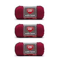 Red Heart with Love Holy Berry Yarn - 3 Pack of 198g/7oz - Acrylic - 4 Medium (Worsted) - 370 Yards - Knitting/Crochet