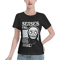Senses Fail T Shirts Women Summer Classic-Fit Fashion Soft Crew Neck Short Sleeve Shirts Sports Yoga Tshirt