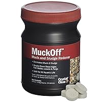 CrystalClear MuckOff, Natural Pond Muck Treatment, Water Garden, Fountain & Bird Bath Sludge Remover, Living Beneficial Bacteria Clarifier with Enzyme, Fish, Aquatic Animal, & Pet Safe, 24 Tablets