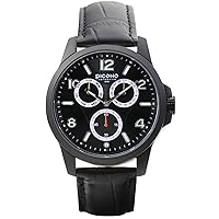 PICONO Mr. & Mrs. Pearl Series - Multi Dial Water Resistant Analog Quartz Watch - No. 4401 (Black)