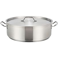 Winco Commercial-Grade Stainless Steel Brazier with Lid, 8 Quart