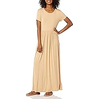 Amazon Essentials Women's Short-Sleeve Waisted Maxi Dress (Available in Plus Size)