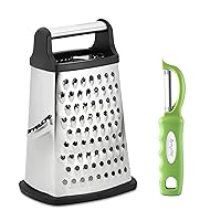 Spring Chef Professional XL Box Grater Black & Swivel Peeler Green Bundle