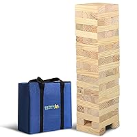 Giant Tumble Towers, 58 Piece Wooden Block Game, 5 ft. Tall Stacking Backyard Indoor Outdoor Game for Kids Adults Family, Jumbo Splinter Resistant Blocks - Carry Bag Included