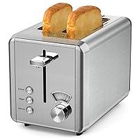 Toaster 2 slice, whall Stainless Steel Toasters with Bagel,Cancel,Defrost Function,Removable Crumb Tray,1.5in Wide Slot,6 Bread Shade Settings,for Various Bread Types (850W)