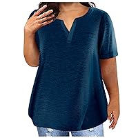 Fashion Plus Size Women's Casual Short Sleeve Round Neck Gradient Print T-Shirt Summer Tops Loose Fit Blouse