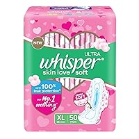 Whisper Ultra Soft Sanitary Pads - 50 Pieces (XL)