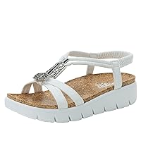 Alegria Women Roz - Arch Support Chunky Platform - For Travel and Everyday Activity - Vegan Braided Adjustable Buckle Slingback Slide Sandal