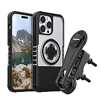Rokform - iPhone 14 Pro Max Crystal Case + Motorcycle Perch Phone Mount (Black)