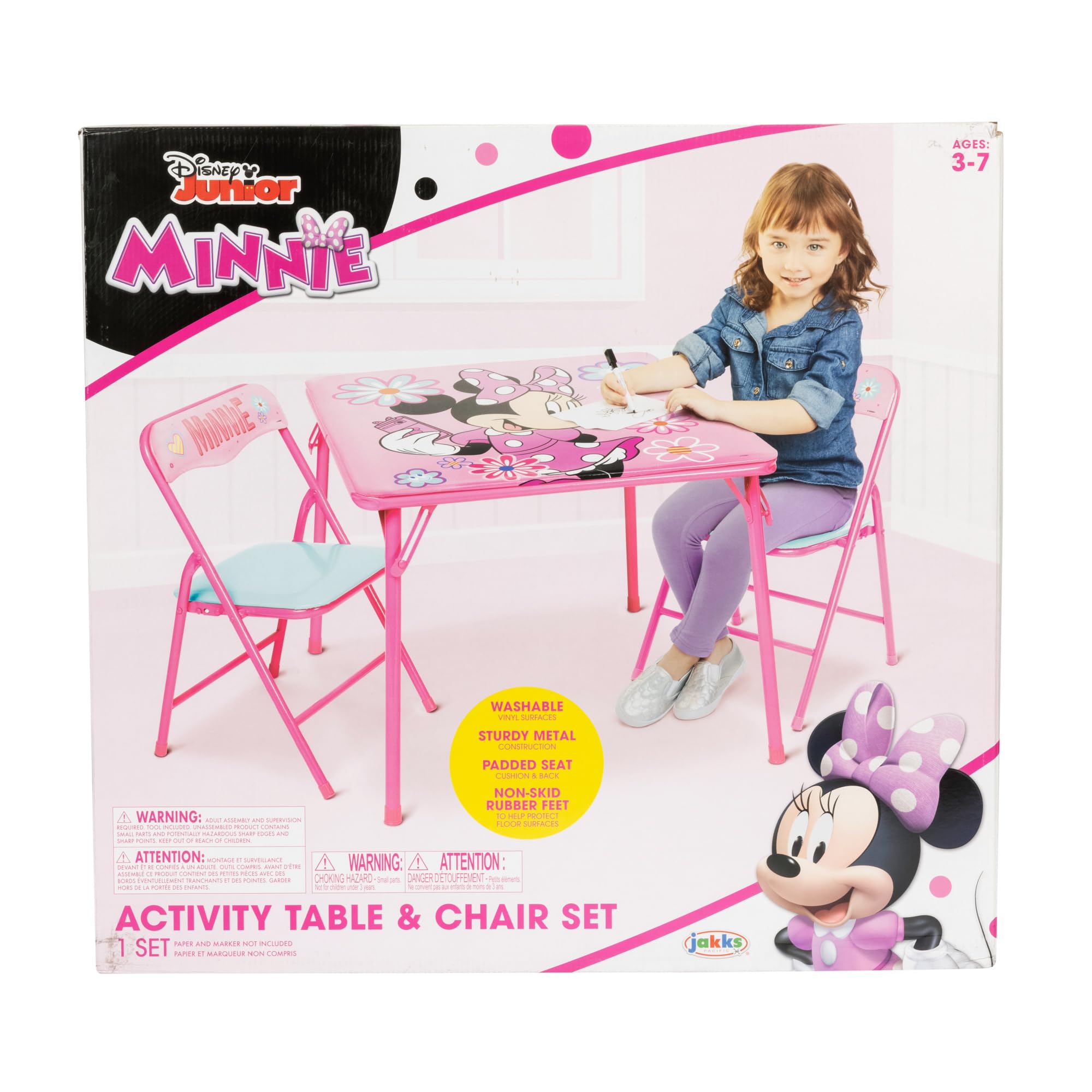 Minnie Mouse Kids Table & Chairs Set for Kid and Toddler 36 Months Up To 7 years, Includes: 1 Table (24