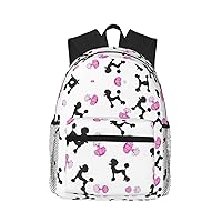 Girly Red Perfume Bottle And Poodle Unisex Backpack Double Shoulder Daypack,Lightweight Bag Casual Bag Travel Rucksack