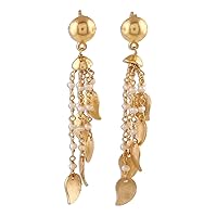 NOVICA Handmade 22k Gold Plated Cultured Freshwater Pearl Waterfall Earrings from India .925 Sterling Silver Dangle Birthstone [2.2 in L x 0.4 in W x 0.2 in D] 'Mango Dangle'