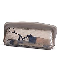 Stasher Reusable Silicone Makeup Bag, Storage Bag Organizer, Dishwasher Safe, Leak-free, Taupe