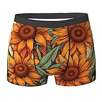 Spring Sunflowers Retro Flowers Print Men's Boxer Briefs Underwear Trunks Stretch Athletic Underwear