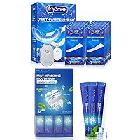 MySmile Teeth Whitening Kit with led Light, 28X Teeth Whitening Strips for Teeth Sensitive, Mouthwash Alcohol Free, Mouth Wash for Adults, Travel Mouthwash Helps Kill 99% of Bad Breath Germs,30 Uses