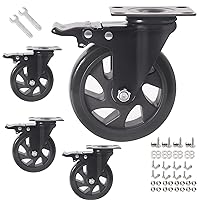 5 Inch Caster Wheels, Casters Set of 4, Heavy Duty Casters with Brake 2200 Lbs,Swivel Caster Wheels with Top Plate, Industrial Caster Wheels for Workbench, Cart, Furniture